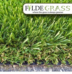 Harrogate Artificial Grass Side View with Logo