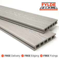 composite decking boards silver white ash 3.6m woodgrain