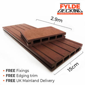 2.9m composite decking brown