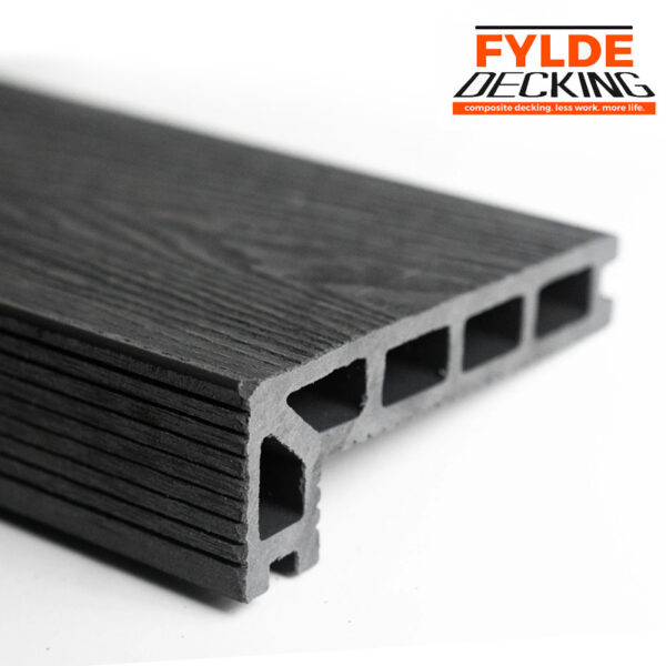 slate grey composite decking step edge