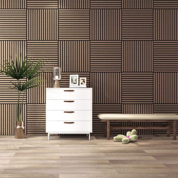 smoked oak thin acoustic panelling 3